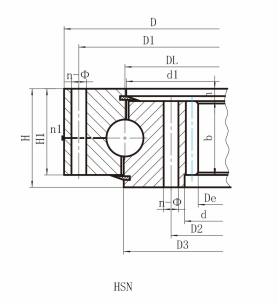 single row ball slewing bearing (HS series) internal gear Бір қатарлы допты жіңішке мойынтірек (HS сериясы) ішкі редукторы